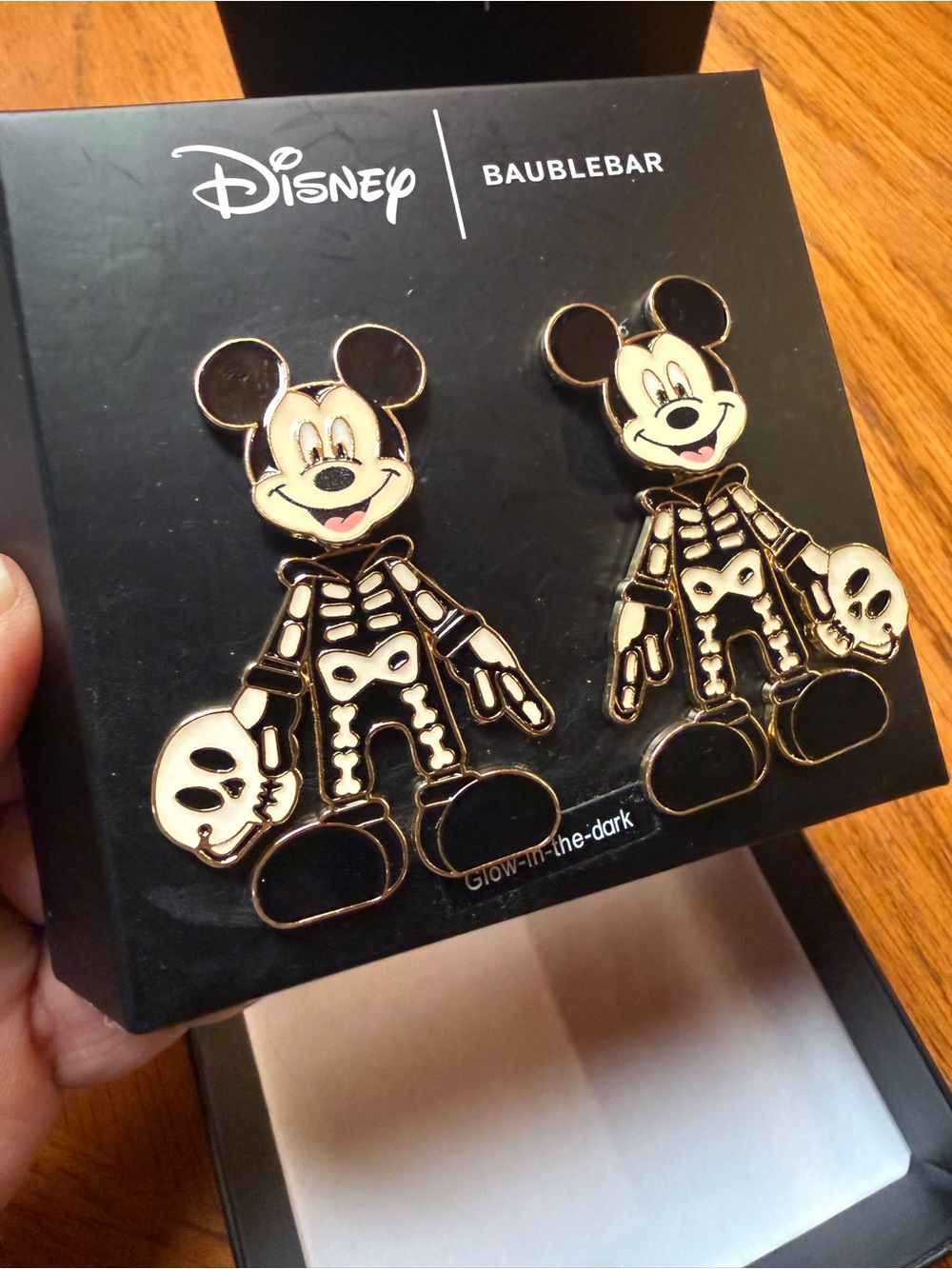 BaubleBar Disney Mickey Skeleton Glow-In-The-Dark Halloween Earrings EUC